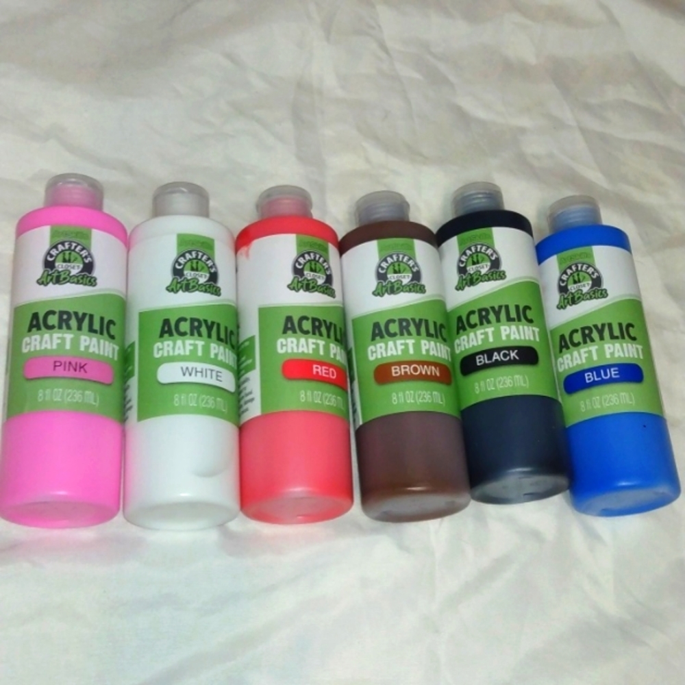 NWT (6) 8OZ  CRAFTERS CLOSET ACRYLIC CRAFT PAINT